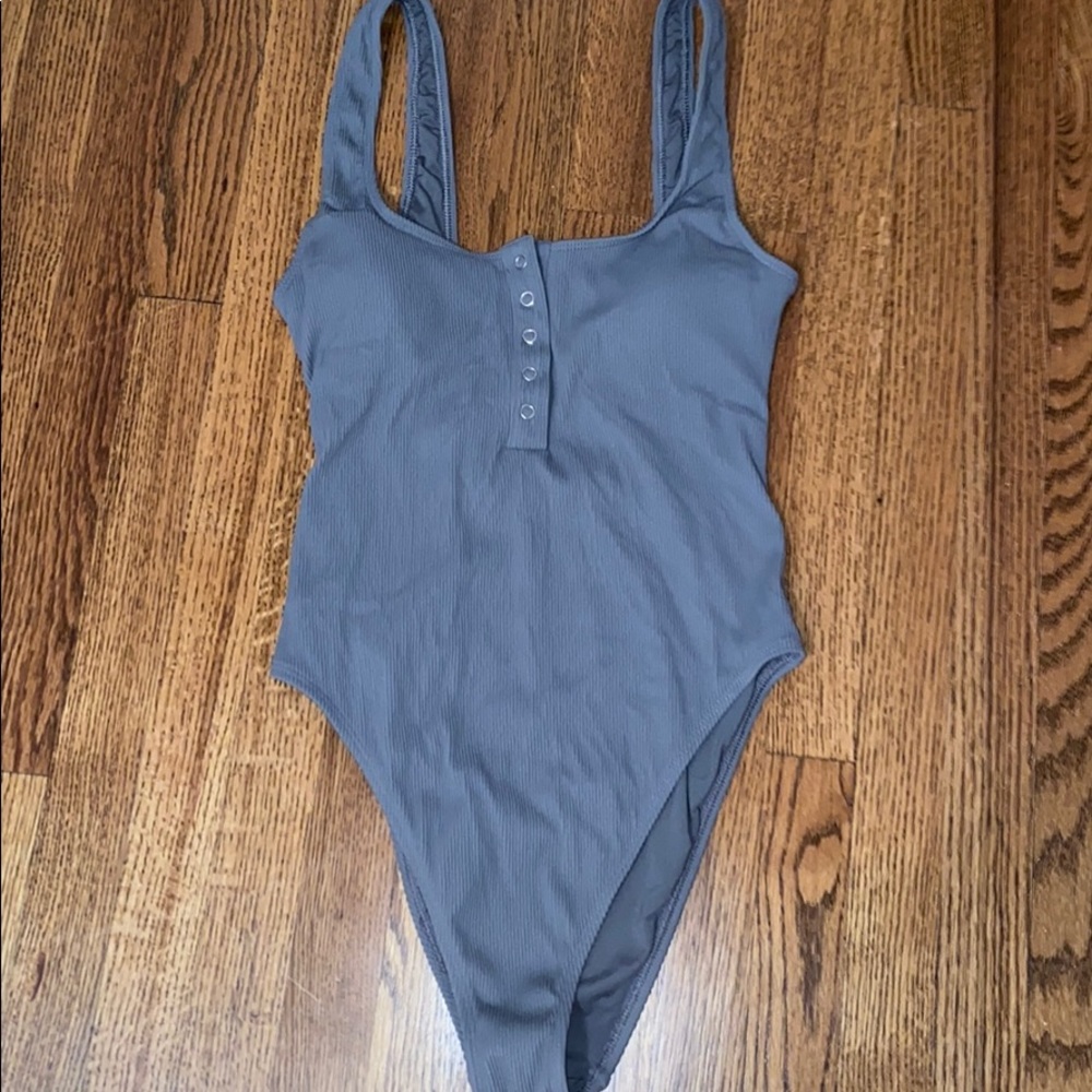 Aerie Ribbed Gray One-Piece